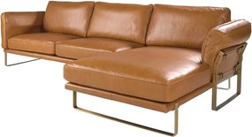Coltar LUX design italian cu sezlong dreapta Cowhide camel