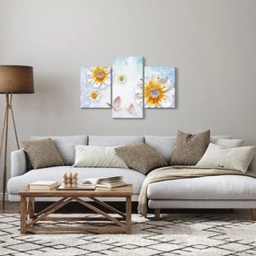 Tablou - Copoziția flori și fluturi (90x60 cm)