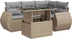 vidaXL Set canapele de grădină cu perne, 5 piese, bej, poliratan