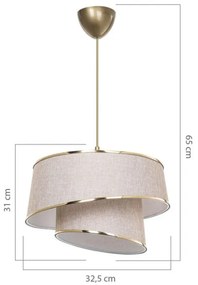 Lustra cu o singura lumina PWL-1127, E27 bej-maro-auriu, 32,5x65 cm