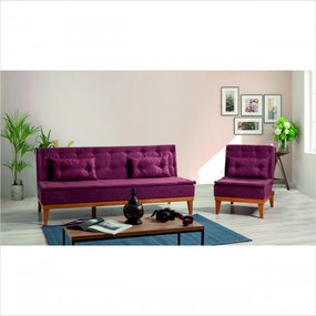 Set Canapea si Fotoliu, Lemn Solid, Fuoco, 2 Piese, Rosu Bordo