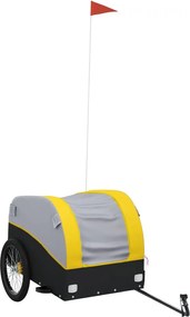 vidaXL Remorcă pentru biciclete, negru și galben, 45 kg, fier