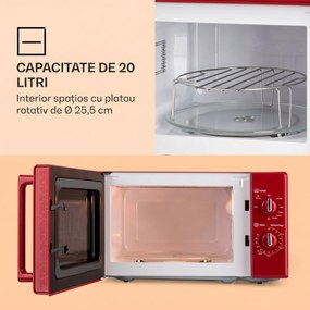 Klarstein Caroline, cuptor cu microunde 20l 700/1000 W Ø 25.5 cm QuickSelect retro roșu