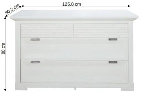 Comoda Cu 4 Sertare Verona Bianco Alb , 125.8 Cm