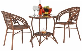 Set de gradina din rattan  1 + 2, maro, JARUB