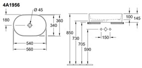 Villeroy & Boch 4A195601 - Lavoar pentru montaj pe blat COLLARO, 56 x 36 cm, ceramică/alb