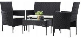 Set de grădină din rattan Aldotrade GardenLine,negru + brațe crem