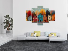 Tablou - Oraș de toamnă pictat (150x105 cm)