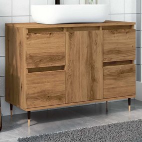vidaXL Dulap pentru baie stejar artizanal, 80x33x60 cm, lemn prelucrat