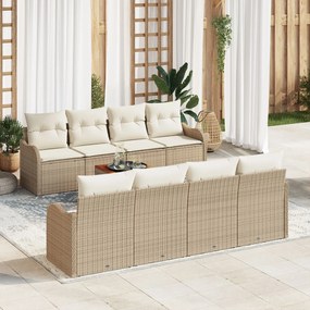 vidaXL Set de canapele pentru grădină 9 pcs Bej Rattan poli