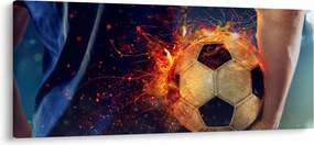 Tablou - Minge de fotbal în flăcări (120x50 cm)