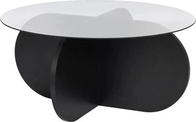 Masuta cafea AERIS, negru/fumuriu, PAL/sticla, 75x75x35 cm