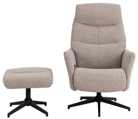 Fotoliu bej de relaxare cu tapițerie din țesătură bouclé London – Actona