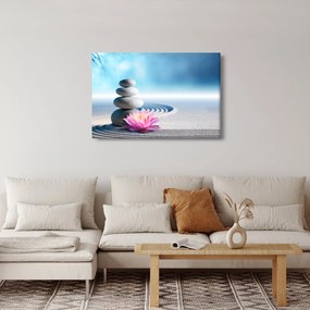 Tablou cu nisip, crin și pietrele spa (90x60 cm)