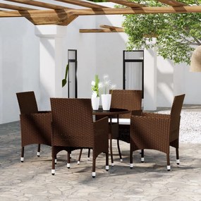 3058491 vidaXL Set mobilier de grădină, 5 piese, maro, poliratan