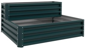 Outsunny Pat de flori înălțat fond deschis 2 etaje pentru plante aromatice legume fructe flori 120 x 101 x 58 cm verde | Aosom Romania