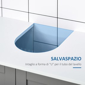 kleankin Mobilier Sub Lavoar pentru Baie, din MDF, 60x30x60cm, Gri si Alb | Aosom Ro
