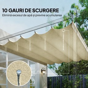 Outsunny Copertină de Schimb pentru Pergolă de Grădină cu 10 Orificii de Drenaj, Acoperire din Poliester, 250x255 cm, Gri | Aosom Romania