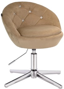 HR948CROSS Scaun Latte din Catifea cu Bază Cromata