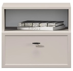 Noptieră suspendată Lorini 45 cm cu sertar - cașmir / mâner negru T-bar