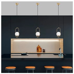 Lustră aurie cu abajur din sticlă Skew – Opviq lights