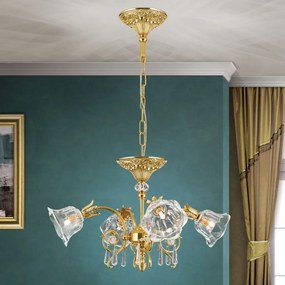 Candelabru cristal design lux LA BOHEME D-60cm 4L gold plated