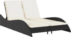 vidaXL Șezlong cu perne, negru, 114x205x73 cm, poliratan