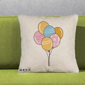 Perna Decorativa Baloane Petrecere, 40x40 cm, Bej Canapea, Husa Detasabila, Perna Inclusa, BEKZ®