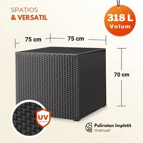 Ladă de depozitare din poliratan RICCO, 318L, 75x75x70 cm, negru Casaria