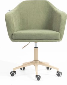 HR832K Scaun Catifea Reiată Premium culoare verde salvie cu Bază Crem