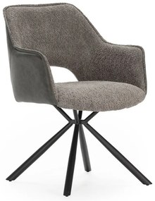 Set de scaune de sufragerie gri cu cotiere 2 buc. tapițat Mariel – Marckeric