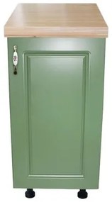 Corp inferior cu 1 Usa Zebra, Alb/MDF Verde, si blat Artar 40 x 85 x 60