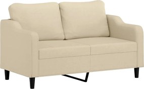 vidaXL Canapea cu 2 locuri, crem, 140 cm, material textil