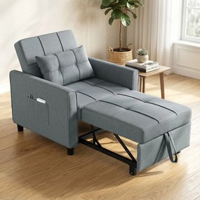 HOMCOM Canapea-pat pliabil convertibil cu spătar reglabil și pernă, Gri | Aosom Romania