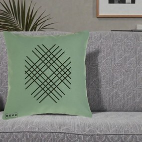 Perna Decorativa Geometric Grid, 40x40 cm, Verde, Husa Detasabila, Perna Inclusa, BEKZ®