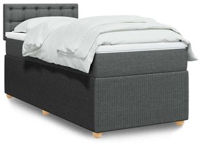 vidaXL Pat box spring cu saltea, gri închis, 80x200 cm, textil