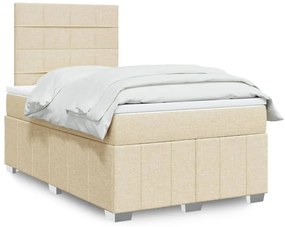 vidaXL Pat continental cu saltea, crem, 120x190 cm, textil