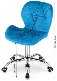 Scaun de birou AVOLA VELVET albastru regal