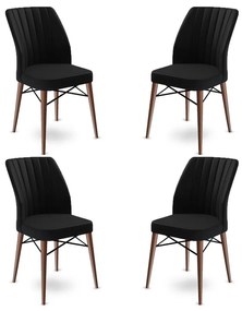 Set 4 scaune haaus Flex, Negru/Maro, textil, picioare metalice