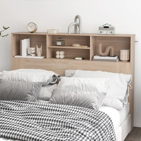 HOMCOM Tăblie pe picioare cu depozitare, accesoriu pentru pat cu 4 compartimente deschise, 140 x 19 x 103,5 cm, efect lemn natural | Aosom Romania