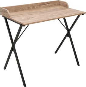 Masa birou OFIS, stejar/negru, DTD laminat/metal, 90x50x79 cm