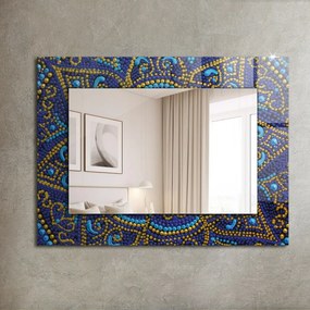 Decorare de perete cu oglindă Mandala cu puncte albastre