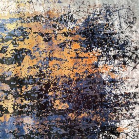 120x180 cm Covor Iconic, 55% Vascoza si 45% Acryl, Design Modern, Negru/Auriu, Densitate 2800 gr/m2