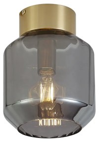 Plafonieră modernă alamă cu sticlă fumurie - Stiklo