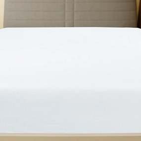 Cearsaf de pat cu elastic, alb, 90x200 cm, bumbac