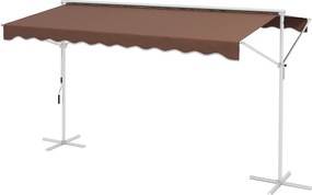 Outsunny Markiză autoportantă, cu înclinare reglabilă, manivelă, cadru metalic, rezistentă la intemperii, 4x3 m, cafea | Aosom Romania