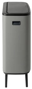 Cos de gunoi Brabantia Bo Touch Hi 1001266, 2x30 L, Perfect langa perete, Reglare picioare, Acoperit cu minerale, Gri