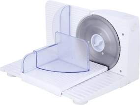 La mâna a doua: Feliator electric mezeluri Rosberg R51990A, 150W, Lama otel 15 cm, Grosime 0-15 mm, Alb