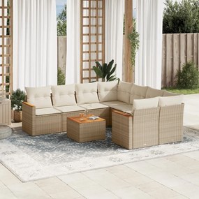 vidaXL Set canapele de grădină, 9 piese, cu perne, bej, poliratan
