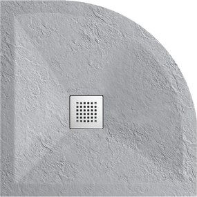 Cadita dus semirotunda Balneo Stone Tray din compozit 80x80 gri deschis